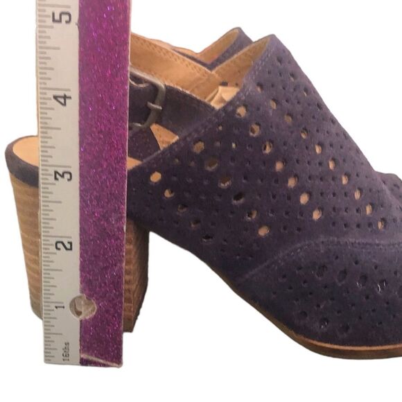 Lucky Brand Women Sz 6.5 Laser Cut Slingback Open Toe Block Heels Sandals - Picture 7 of 9